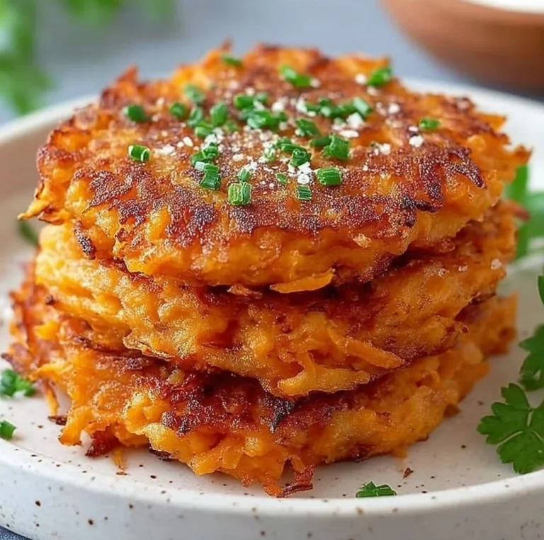 Healthy sweet potato hash browns served on a plate with herbs