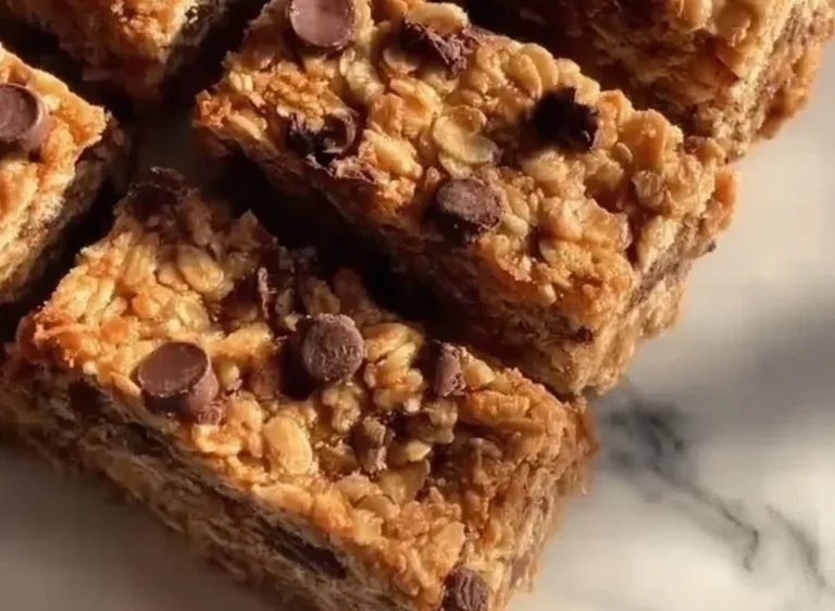Homemade peanut butter granola bars with oats and nuts for a healthy snack.