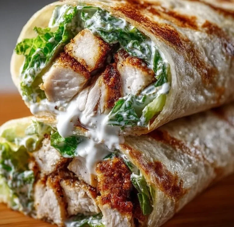Ultimate Chicken Caesar Wraps with crispy chicken and creamy dressing